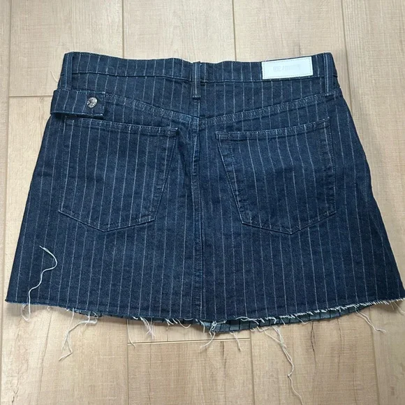 NWOT Re/Done Dark Blue Striped Tennis Wrap Jean Mini Skirt - Picture 7 of 8